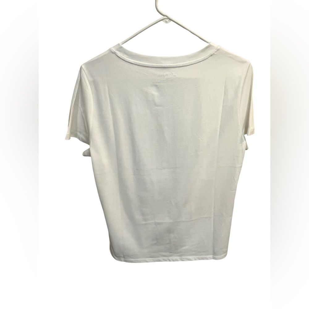 NWT Talbots White Crewneck T-Shirt w/Black Flower Design - Large - Picture 6 of 7